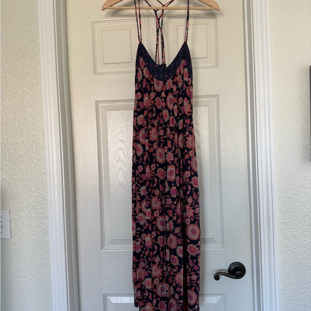 Lucky Brand Pink and Blue Sleeveless Maxi Sundress